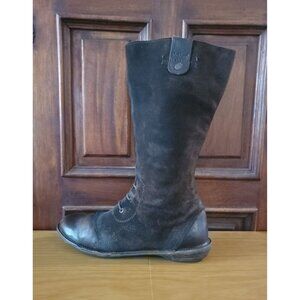 KICKERS Brown Mid Calf Leather & Suede Field Boots Sz EU 39 US 7.5